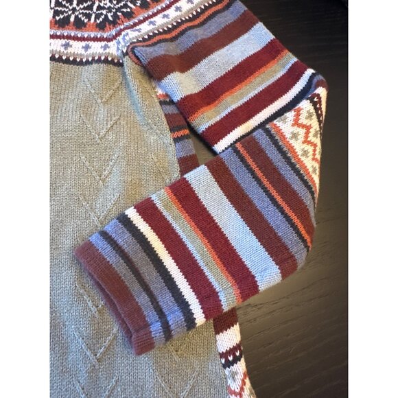 Hanna Andersson Girls Size 140 US 10 Combed Cotton Cardigan Nordic Chevron - Picture 4 of 7